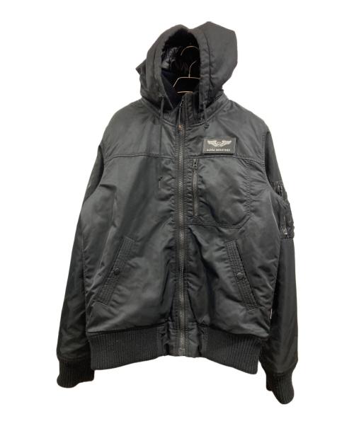 ALPHA（アルファ）ALPHA (アルファ) フーデッド リブジャケット ブラック サイズ:Ｍの古着・服飾アイテム