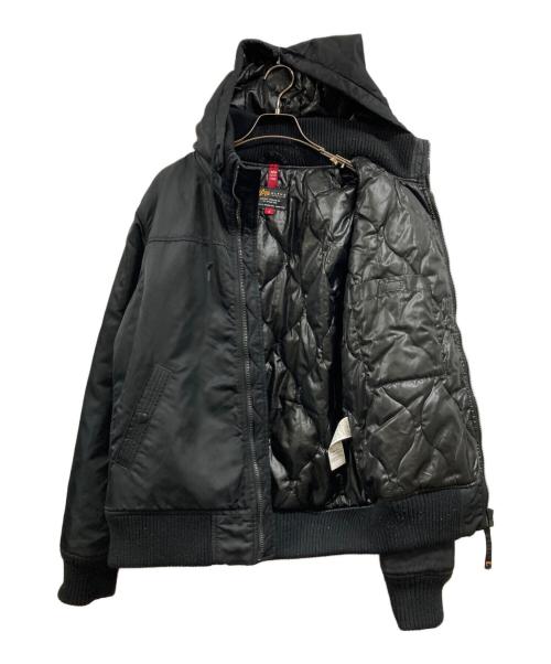 ALPHA（アルファ）ALPHA (アルファ) フーデッド リブジャケット ブラック サイズ:Ｍの古着・服飾アイテム
