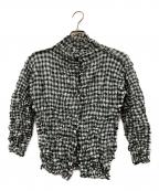 ISSEY MIYAKE meイッセイ ミヤケ ミー）の古着「チェックブラウス」｜ホワイト×ブラック
