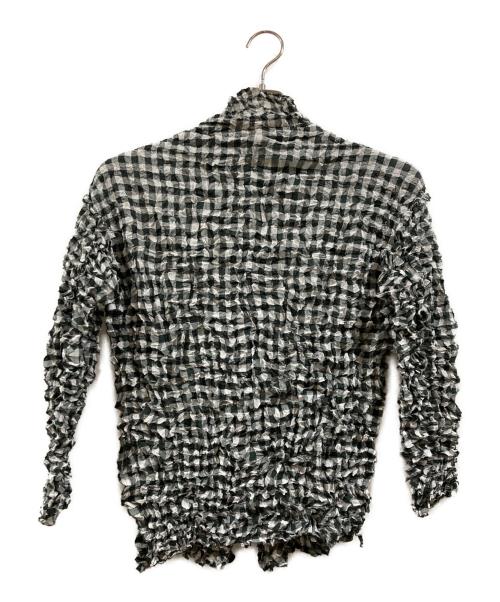 ISSEY MIYAKE me（イッセイ ミヤケ ミー）ISSEY MIYAKE me (イッセイ ミヤケ ミー) チェックブラウス ホワイト×ブラック サイズ:不明の古着・服飾アイテム