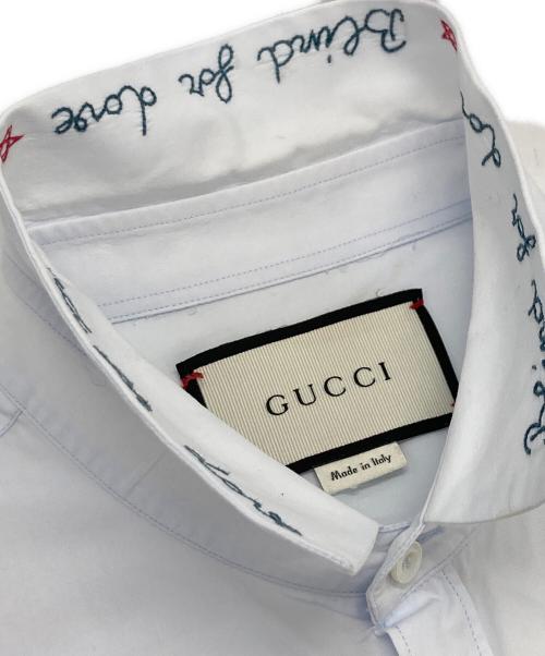 GUCCI（グッチ）GUCCI (グッチ) エンブロイダリーデューグシャツ ブルー サイズ:38/15の古着・服飾アイテム