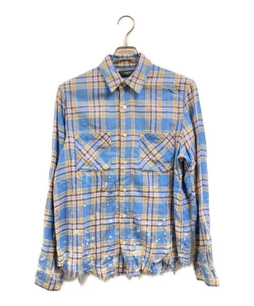 AMIRI（アミリ）AMIRI (アミリ) カットオフエッジ フランネルチェック ブルー サイズ:XSの古着・服飾アイテム