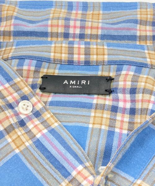 AMIRI（アミリ）AMIRI (アミリ) カットオフエッジ フランネルチェック ブルー サイズ:XSの古着・服飾アイテム