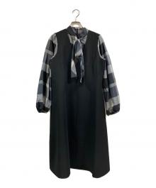 BLUE LABEL CRESTBRIDGE（ブルーレーベルクレストブリッジ）の古着「ドッキングジャンパースカートドレス」｜ブラック