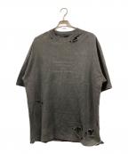 ALMOSTBLACKオールモストブラック）の古着「ダメージ加工Tシャツ」｜ブラック