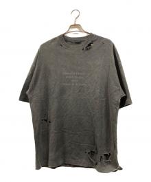 ALMOSTBLACK（オールモストブラック）の古着「ダメージ加工Tシャツ」｜ブラック