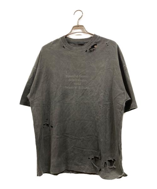 ALMOSTBLACK（オールモストブラック）ALMOSTBLACK (オールモストブラック) ダメージ加工Tシャツ ブラック サイズ:2の古着・服飾アイテム
