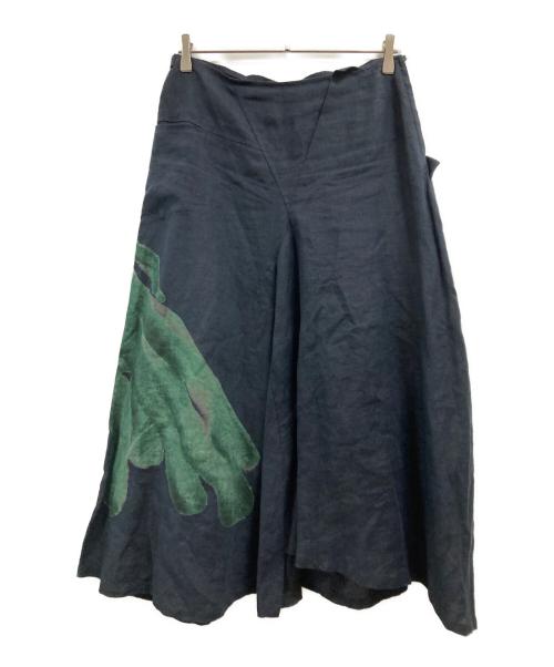 Y's（ワイズ）Y's (ワイズ) リネンスカート ブラック サイズ:2の古着・服飾アイテム