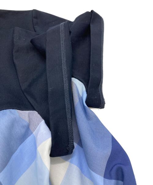 BLUE LABEL CRESTBRIDGE（ブルーレーベルクレストブリッジ）BLUE LABEL CRESTBRIDGE (ブルーレーベルクレストブリッジ) クレストブリッジチェックティアードコンビTシャツ ブラック×ブルー サイズ:40 未使用品の古着・服飾アイテム