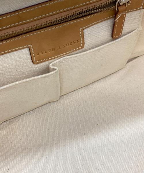 RALPH LAUREN（ラルフローレン）RALPH LAUREN (ラルフローレン) トートバッグ アイボリー×グリーンの古着・服飾アイテム