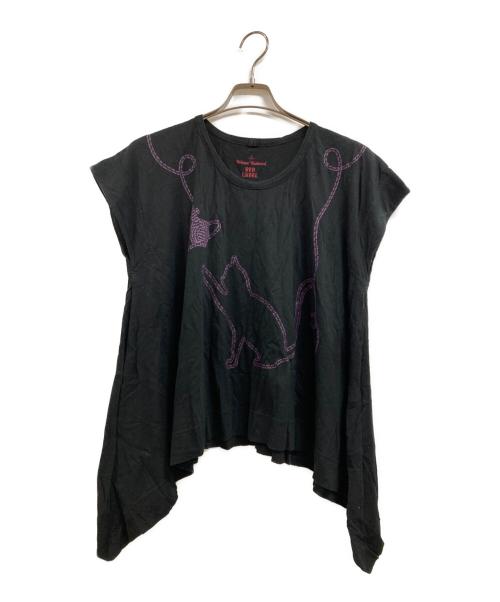 Vivienne Westwood RED LABEL（ヴィヴィアンウエストウッドレッドレーベル）Vivienne Westwood RED LABEL (ヴィヴィアンウエストウッドレッドレーベル) 猫刺繍カットソー ブラック サイズ:2の古着・服飾アイテム