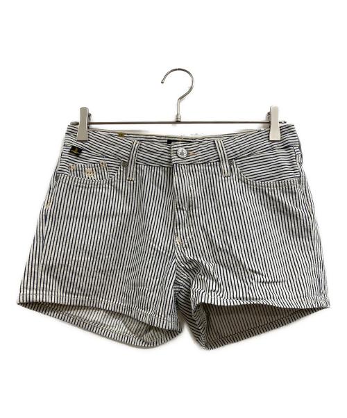 Vivienne Westwood ANGLOMANIA（ヴィヴィアンウエストウッドアングロマニア）Vivienne Westwood ANGLOMANIA (ヴィヴィアンウエストウッドアングロマニア) LEE (リー) ストライプショートパンツ ブルー×ホワイト サイズ:68.5cm (W27)の古着・服飾アイテム