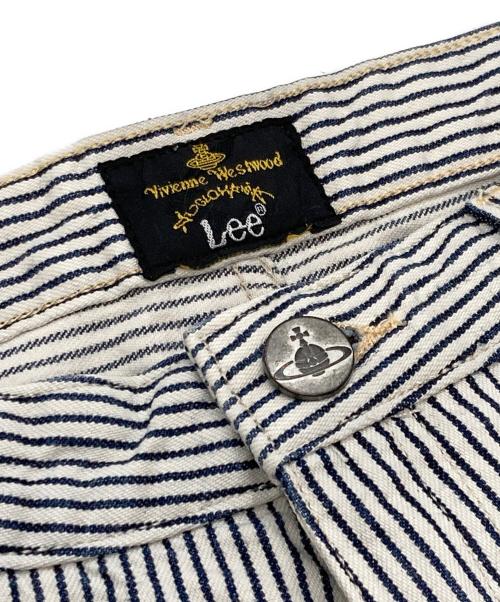Vivienne Westwood ANGLOMANIA（ヴィヴィアンウエストウッドアングロマニア）Vivienne Westwood ANGLOMANIA (ヴィヴィアンウエストウッドアングロマニア) LEE (リー) ストライプショートパンツ ブルー×ホワイト サイズ:68.5cm (W27)の古着・服飾アイテム