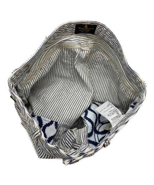 Vivienne Westwood ANGLOMANIA（ヴィヴィアンウエストウッドアングロマニア）Vivienne Westwood ANGLOMANIA (ヴィヴィアンウエストウッドアングロマニア) LEE (リー) ストライプショートパンツ ブルー×ホワイト サイズ:68.5cm (W27)の古着・服飾アイテム