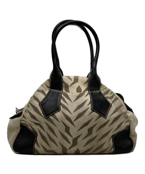 Vivienne Westwood（ヴィヴィアンウエストウッド）Vivienne Westwood (ヴィヴィアンウエストウッド) ヤスミンタイガー柄ハンドバッグ グレー×ブラックの古着・服飾アイテム