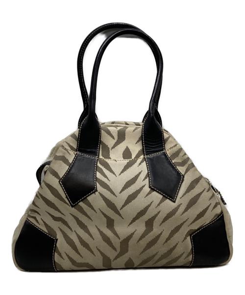 Vivienne Westwood（ヴィヴィアンウエストウッド）Vivienne Westwood (ヴィヴィアンウエストウッド) ヤスミンタイガー柄ハンドバッグ グレー×ブラックの古着・服飾アイテム