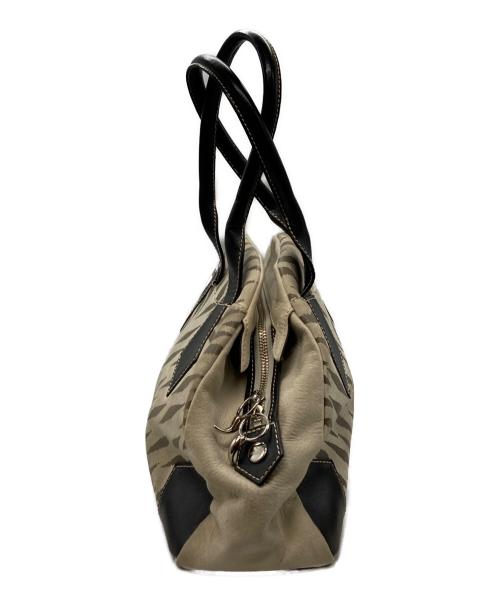 Vivienne Westwood（ヴィヴィアンウエストウッド）Vivienne Westwood (ヴィヴィアンウエストウッド) ヤスミンタイガー柄ハンドバッグ グレー×ブラックの古着・服飾アイテム