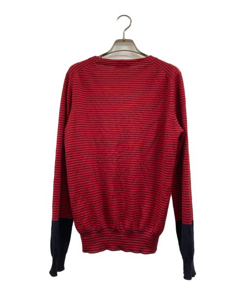 PRADA（プラダ）PRADA (プラダ) ボーダーカーディガン レッド サイズ:48の古着・服飾アイテム