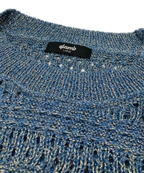 glamb（グラム）glamb (グラム) グリッターオープンワークニット ブルー サイズ:Lの古着・服飾アイテム