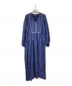 ne quittez pasヌキテパ）の古着「Cotton Voile Stripe Gather Dress」｜ブルー
