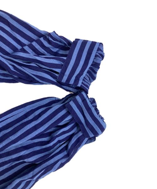 ne quittez pas（ヌキテパ）ne quittez pas (ヌキテパ) Cotton Voile Stripe Gather Dress ブルー サイズ:Mの古着・服飾アイテム