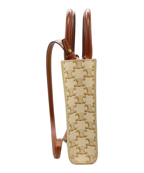 CELINE（セリーヌ）CELINE (セリーヌ) ミニバーティカルカバ ホワイト×ブラウンの古着・服飾アイテム