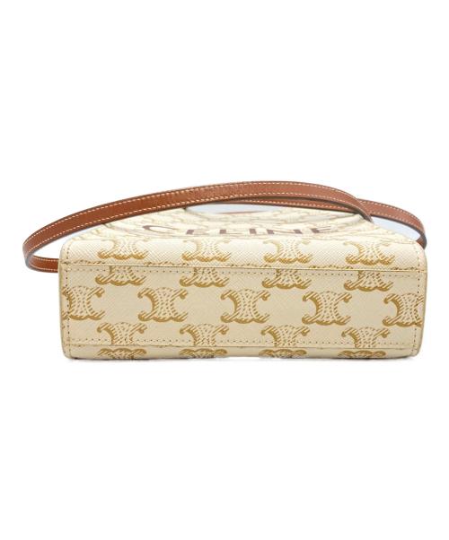 CELINE（セリーヌ）CELINE (セリーヌ) ミニバーティカルカバ ホワイト×ブラウンの古着・服飾アイテム