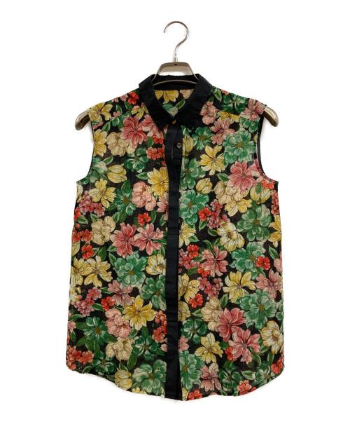allureville（アルアバイル）allureville (アルアバイル) エターミンフラワーブラウス ブラック×グリーン サイズ:2の古着・服飾アイテム