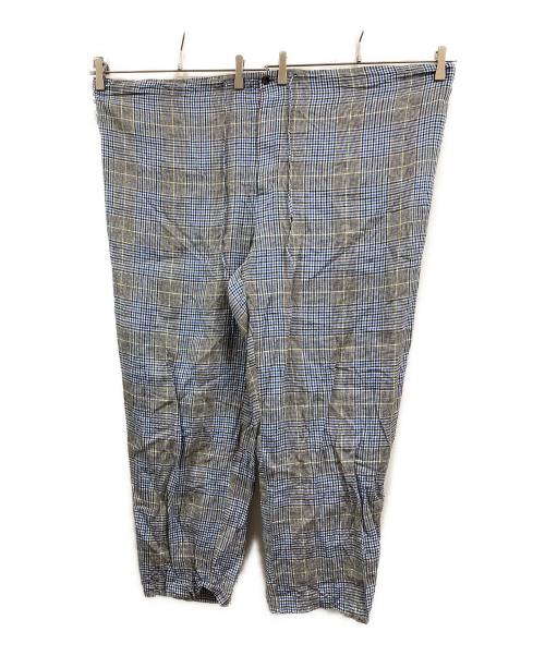 KICS DOCUMENT.（キクスドキュメント）KICS DOCUMENT. (キクスドキュメント) チェックリネンパンツ ブルー サイズ:Freeの古着・服飾アイテム
