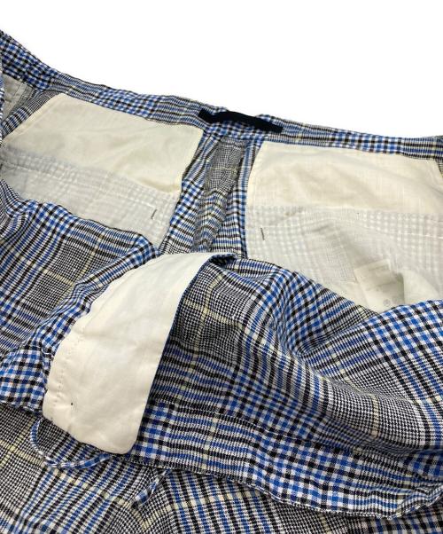 KICS DOCUMENT.（キクスドキュメント）KICS DOCUMENT. (キクスドキュメント) チェックリネンパンツ ブルー サイズ:Freeの古着・服飾アイテム