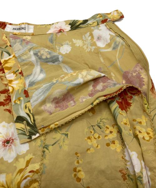 INGEBORG（インゲボルグ）INGEBORG (インゲボルグ) フラワープリントスカート イエロー サイズ:ｌの古着・服飾アイテム
