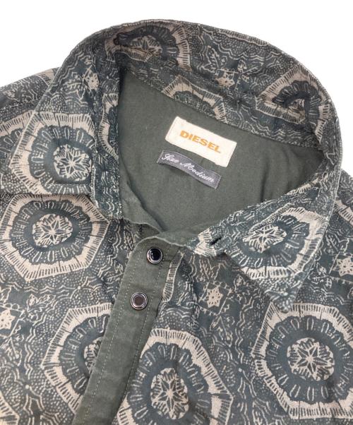DIESEL（ディーゼル）DIESEL (ディーゼル) ペイズリー柄ウエスタンシャツ ブラウン サイズ:実寸参照の古着・服飾アイテム
