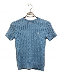 POLO RALPH LAUREN（ポロ・ラルフローレン）の古着「ケーブルコットン半袖ニット」｜ブルー