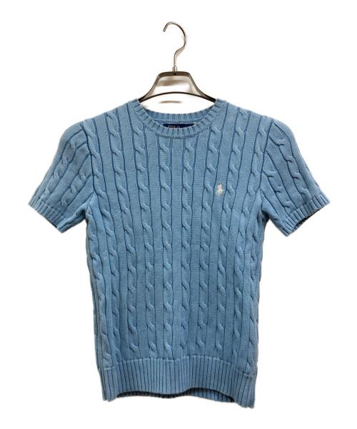 POLO RALPH LAUREN（ポロ・ラルフローレン）POLO RALPH LAUREN (ポロ・ラルフローレン) ケーブルコットン半袖ニット ブルー サイズ:Sの古着・服飾アイテム