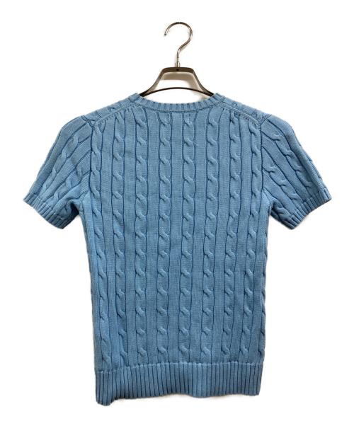 POLO RALPH LAUREN（ポロ・ラルフローレン）POLO RALPH LAUREN (ポロ・ラルフローレン) ケーブルコットン半袖ニット ブルー サイズ:Sの古着・服飾アイテム