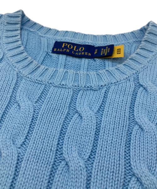 POLO RALPH LAUREN（ポロ・ラルフローレン）POLO RALPH LAUREN (ポロ・ラルフローレン) ケーブルコットン半袖ニット ブルー サイズ:Sの古着・服飾アイテム