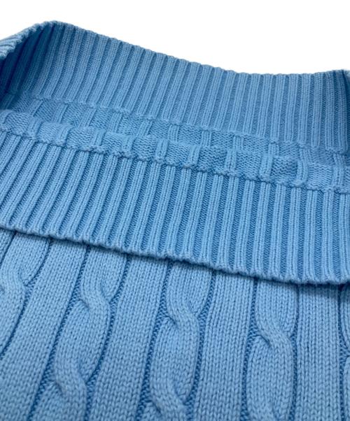 POLO RALPH LAUREN（ポロ・ラルフローレン）POLO RALPH LAUREN (ポロ・ラルフローレン) ケーブルコットン半袖ニット ブルー サイズ:Sの古着・服飾アイテム