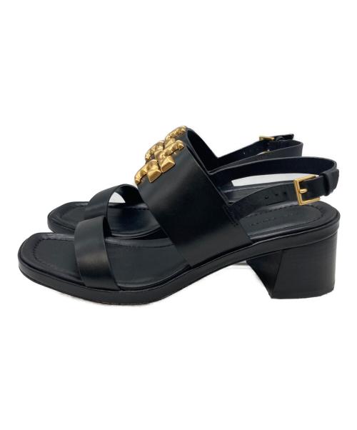 TORY BURCH（トリーバーチ）TORY BURCH (トリーバーチ) エレノアヒールサンダル ブラック サイズ: 7 1/2の古着・服飾アイテム