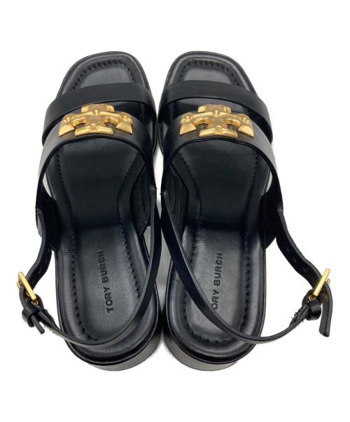 TORY BURCH（トリーバーチ）TORY BURCH (トリーバーチ) エレノアヒールサンダル ブラック サイズ: 7 1/2の古着・服飾アイテム