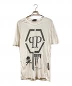 PHILIPP PLEIN HOMMEフィリップレインオム）の古着「ラインストーンカットソー」｜ホワイト