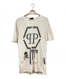 PHILIPP PLEIN HOMME（フィリップレインオム）の古着「ラインストーンカットソー」｜ホワイト