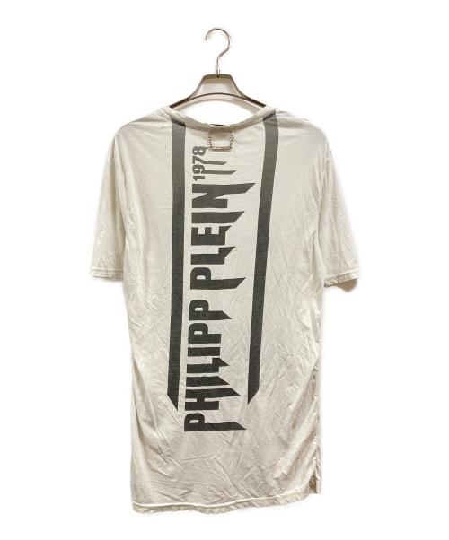 PHILIPP PLEIN HOMME（フィリップレインオム）PHILIPP PLEIN HOMME (フィリップレインオム) ラインストーンカットソー ホワイト サイズ:Ⅼの古着・服飾アイテム