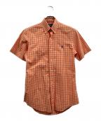RALPH LAURENラルフローレン）の古着「チェックBD半袖シャツ」｜ホワイト×オレンジ