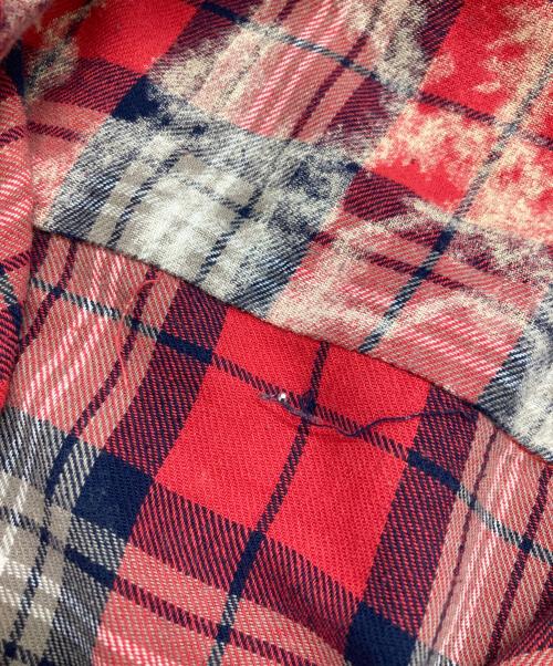 GUAPI（グアピ）guapi (グアピ) ラインストーンチェックシャツ レッド サイズ:Ｍの古着・服飾アイテム