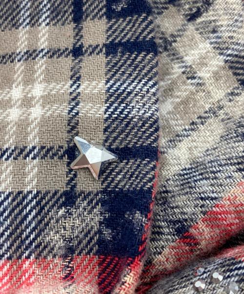 GUAPI（グアピ）guapi (グアピ) ラインストーンチェックシャツ レッド サイズ:Ｍの古着・服飾アイテム