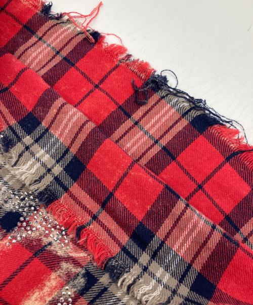 GUAPI（グアピ）guapi (グアピ) ラインストーンチェックシャツ レッド サイズ:Ｍの古着・服飾アイテム