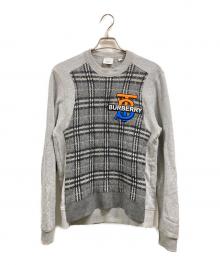 BURBERRY LONDON（バーバリーロンドン）の古着「ニット切替クルーネックスウェット」｜グレー