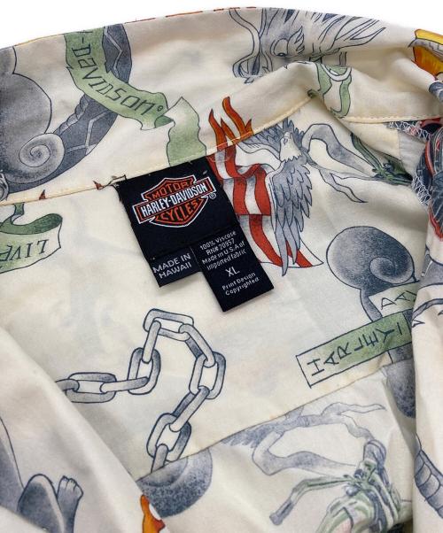 HARLEY-DAVIDSON（ハーレーダビッドソン）HARLEY-DAVIDSON (ハーレーダビッドソン) アロハシャツ ホワイト サイズ:XLの古着・服飾アイテム