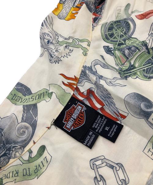 HARLEY-DAVIDSON（ハーレーダビッドソン）HARLEY-DAVIDSON (ハーレーダビッドソン) アロハシャツ ホワイト サイズ:XLの古着・服飾アイテム