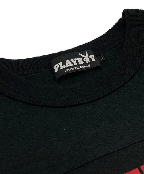 PLAY BOY（プレイボーイ）PLAY BOY (プレイボーイ) Hysteric Glamour (ヒステリックグラマー) フットボールTシャツ ブラック サイズ:Sの古着・服飾アイテム